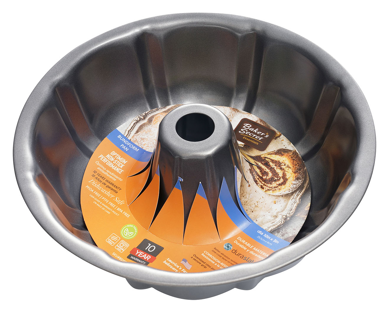 Baker's Secret Non stick Bundt Pan, Carbon Steel Bundform Pan, Non