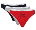 Tommy Hilfiger Women's Classic Cotton Thong 3-Pack - Navy Blazer/Apple Red/Heather Grey