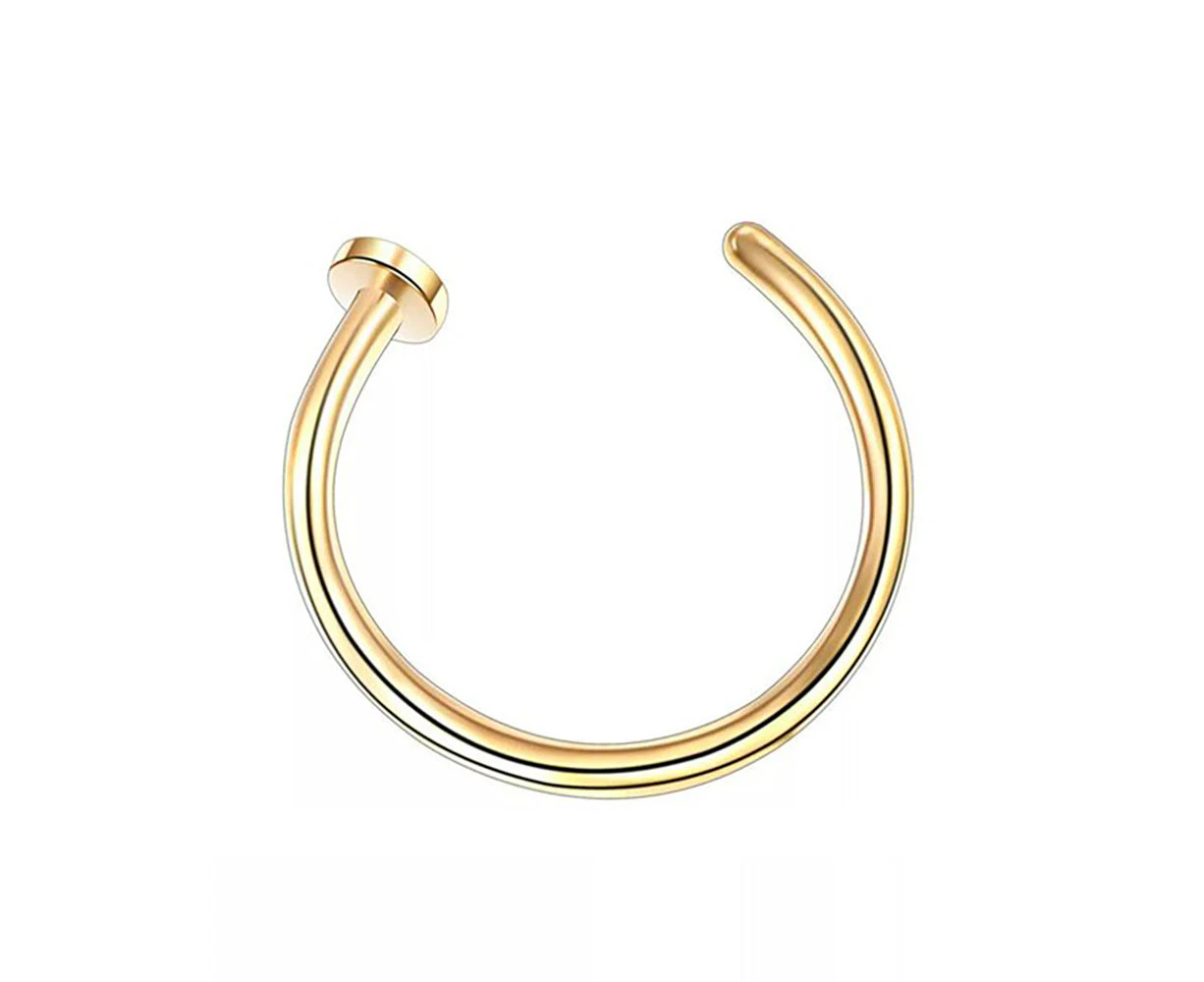 Surgical Steel Open Lip Ear Nose Ring Hoop Small Thin Earrings Body Piercing - Gold