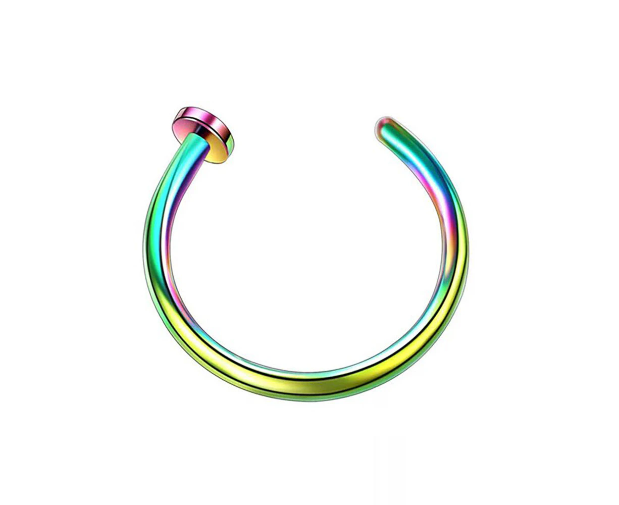 Surgical Steel Open Lip Ear Nose Ring Hoop Small Thin Earrings Body Piercing - Rainbow