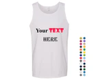 Personalised Mens Custom Printed Tank Top Singlet T Shirt Text Word Printing - Grey