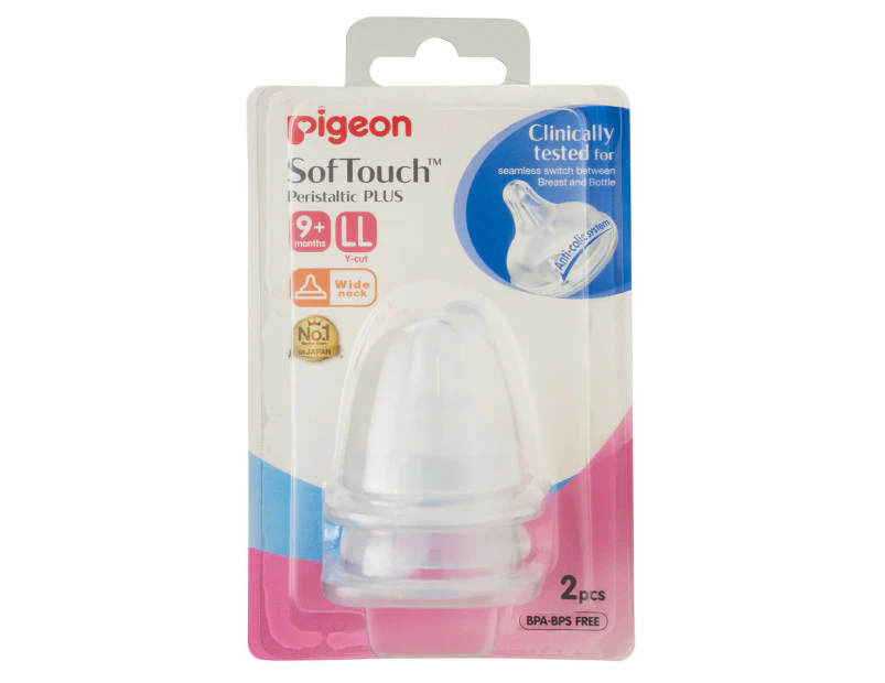 Pigeon Softouch Peristaltic Plus Teat LL 2 Pack