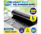 Xtra Kleen 100PCE 90L Black Garbage Bin Liners Heavy Duty Clean Up - Black