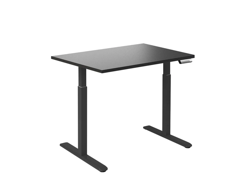 Desky Single Sit Stand Desk - Black / Black Standing Computer Desk For Home Office & Study