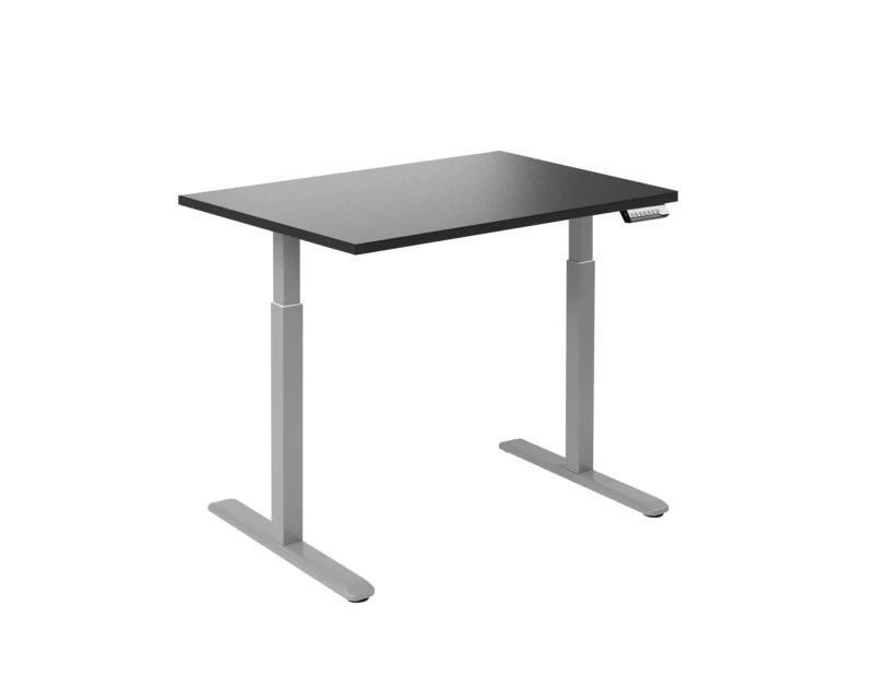Desky Single Sit Stand Desk - Black / Grey Standing Computer Desk For Home Office & Study