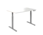 Desky Single Sit Stand Desk - White / Grey Standing Computer Desk For Home Office & Study