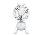 Buutrh Freestanding Desk Fan Puppy Shape ABS Head Rotation USB Rechargeable Portable Fan for Home-White-