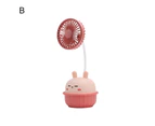 USB Rechargeable Portable Fan Low Noise PP One Key Open 360 Degree Adjustable Cooling Fan for Home - Pink