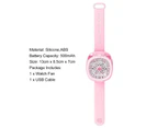 Buutrh Handheld Watch Fan Ultra-quiet Silicone USB Rechargeable Wristwatch Fan with Comfortable Strap for Kids-Pink-