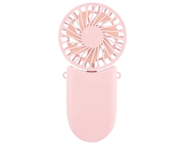 Buutrh Folding Small Electric Fan Low Noise Portable Mini Electric USB Charging Household Fan for Home Use-Pink-