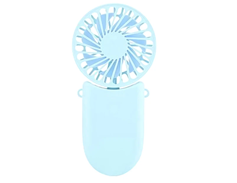 Buutrh Folding Small Electric Fan Low Noise Portable Mini Electric USB Charging Household Fan for Home Use-Blue-