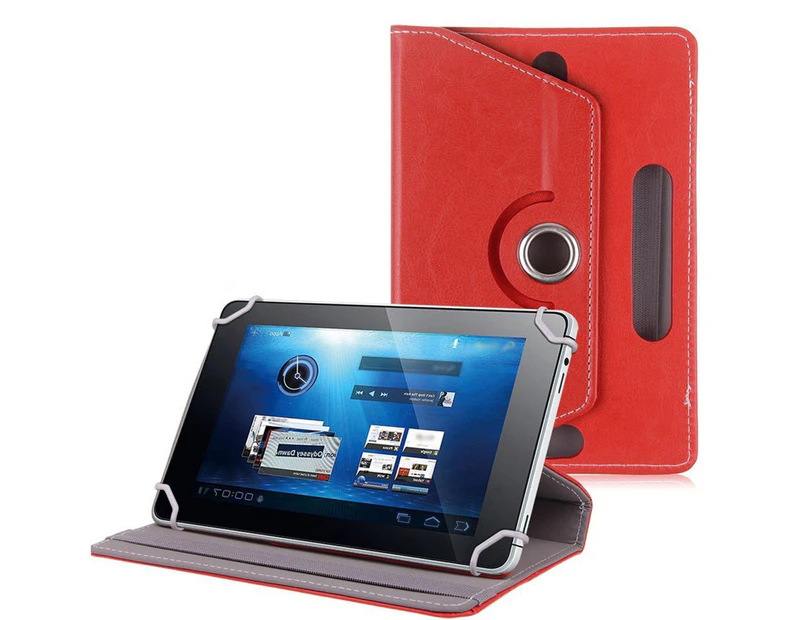 Faux Leather Tablet PC Rotating Stand Universal Holder - Red