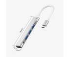 Practical USB Hub Anti-fingerprint 4 Ports USB Type-C 3.0 - Silver