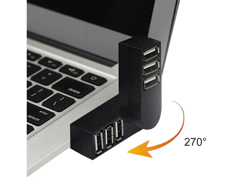 Buutrh Rotary 3 Ports USB 2.0 Adapter for PC Laptop Computer