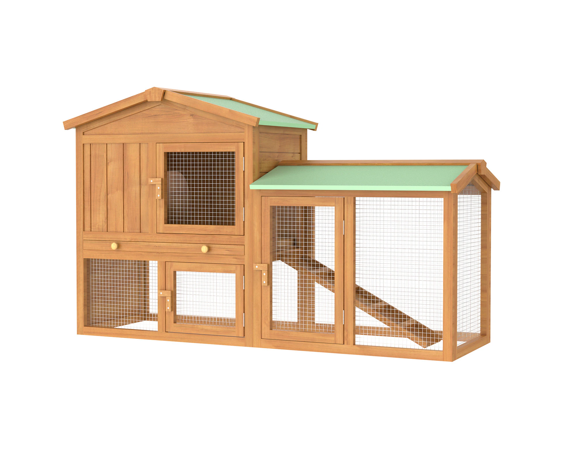 Oppsbuy Rabbit Hutch Wooden Pet Cage Chicken Coop Large Bunny Hutch with Tray Brown