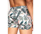 Crosshatch Mens Rainforest Swim Shorts (Off White/Floral) - BG102