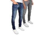 Duck and Cover Mens Tranfold Slim Jeans (Pack of 2) (Grey/Tinted Blue) - BG649