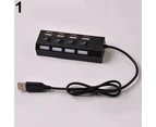 Buutrh 4 Port Hub High Speed Indicator Light Splitter AdapterBlack-
