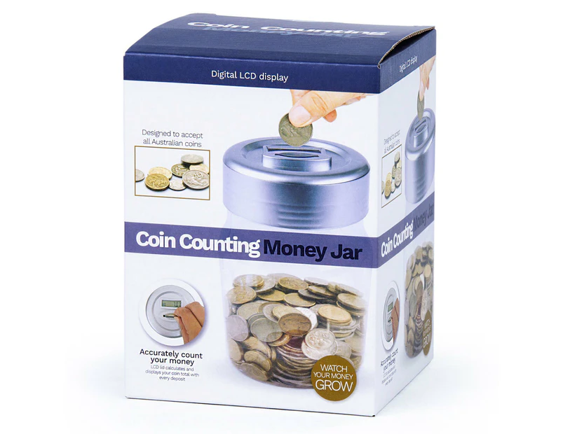 Coin Counting AU Coins/Money Digital LCD Display Clear Piggy Bank Counter Jar