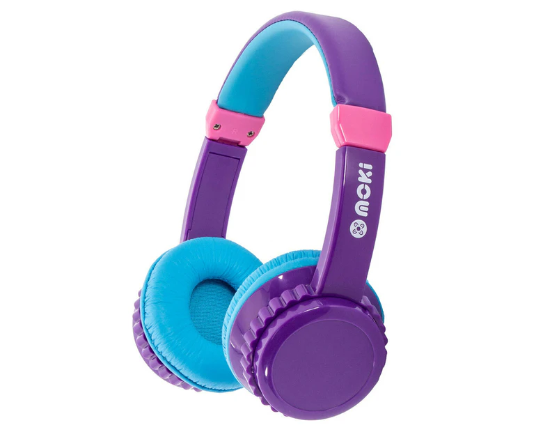 Moki Play Safe Volume Limited Wired Headphones for Kids/Children Purple/Aqua