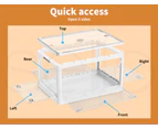 Stackable Storage Containers Lid Clothes Organiser Box 5 Side Open Foldable 28L - Orange,White,Grey