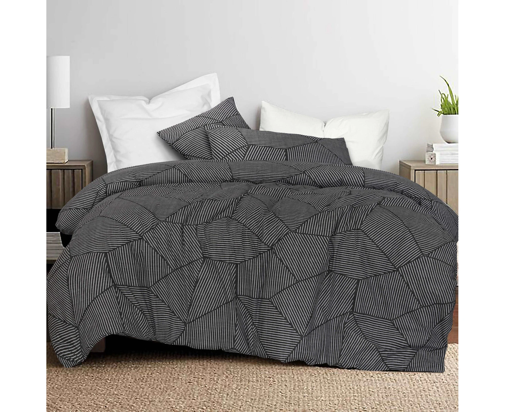 Amsons Pure Cotton Quilt Cover Set Ariana Carbon