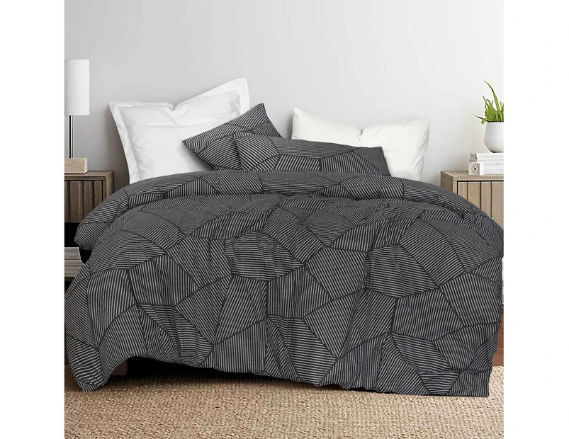 Amsons Pure Cotton Quilt Cover Set Ariana Carbon