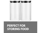 6 x GLASS JARS w/ STAINLESS STEEL LID 1.2LT Kitchen Food Storage Canister Pantry Food Storage Container Kitchen Canisters Glass Snap On Lid