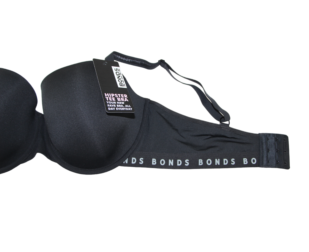 Women Bonds Originals Hipster Tee Bra Full Busted Black Cotton - Black