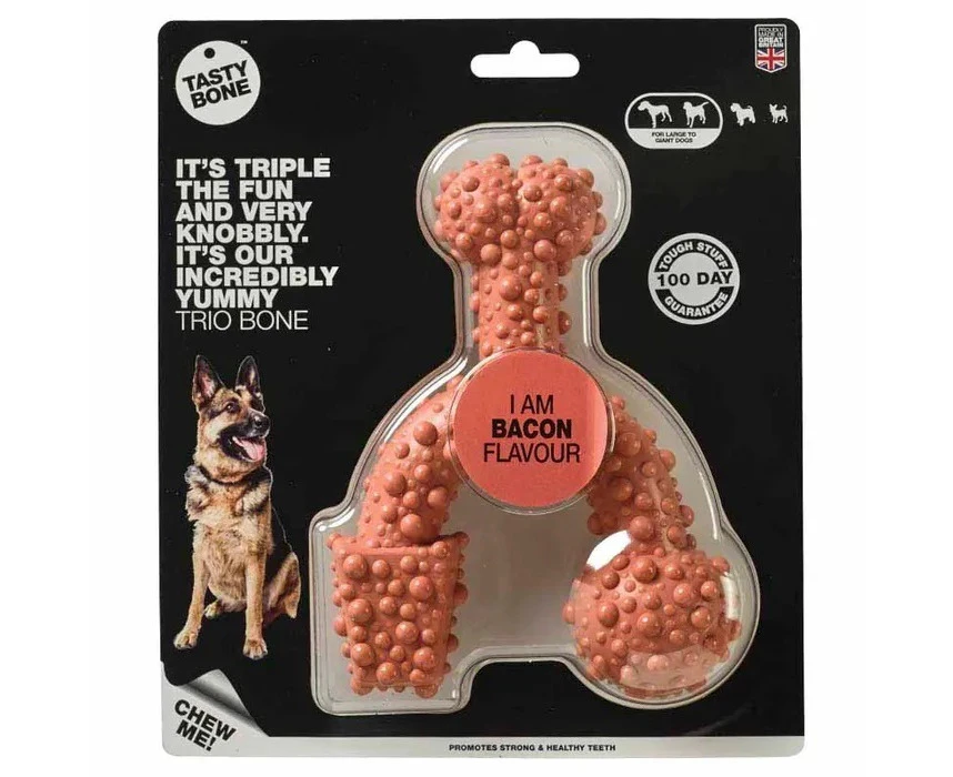 Tasty Bone Nylon Trio Bone Bacon Dental Care Dog Chew Large