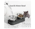 Cat Double Bowl Stainless Steel Pet Cutlery Supplies Pet Food Eating Container
