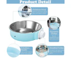 Dog Bowl, Stainless Steel Removable Hanging Food Water Bowl for Dog, Cat, Rabbit, Small Animals-blue L