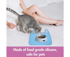 Silicone Dog Cat Bowl Mat, Raised Edges to Prevent Spills Pet Feeding Mat, Non-Slip Feeding Tray-blue