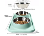 Cat Food Bowls With Pad Stainless Food Container Water Dispenser-Blue