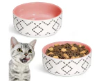 2PCS Cat Bowls Kitten Feeder Pet Feeding Dishes Food Container-Pink