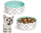 2PCS Cat Bowls Pet Feeding Dishes Food Container Kitten Feeder-Green