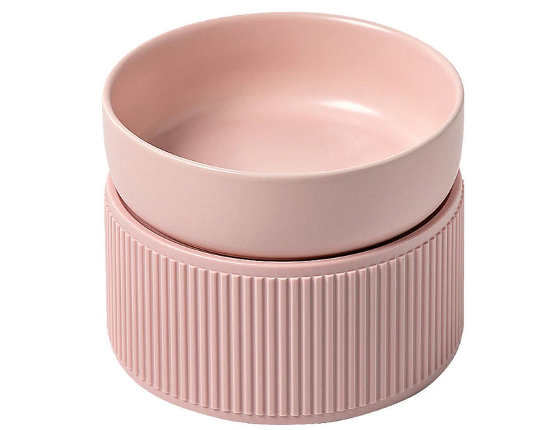 Elevated Cat Food Bowl Widen Raised Cat Food Dishes for Protecting Spine, Reliefing Whisker Fatigue-pink