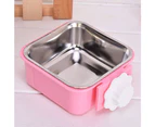 Dog Bowl, Stainless Steel Removable Hanging Food Water Bowl,Pet Cage Bowls-pink L