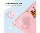 Silicone Pet Feeding Mat, Waterproof Mat for Dog and Cat Bowls, Raised Edges, Anti-Slip Tray Mats-pink