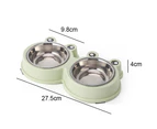 Frog Design Double Dog Bowl Stainless Steel Dog Puppy Water and Food Bowls-green