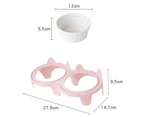 Ceramic Cat Bowls,Double Bowls for Food and Water, Elevated Ceramic Cat Bowls with Plastic Stand-pink