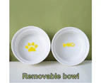 Ceramic Cat Bowls,Double Bowls for Food and Water, Elevated Ceramic Cat Bowls with Plastic Stand-yellow