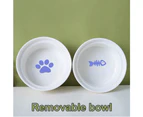 Ceramic Cat Bowls,Double Bowls for Food and Water, Elevated Ceramic Cat Bowls with Plastic Stand-purple