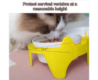 Ceramic Cat Bowls,Double Bowls for Food and Water, Elevated Ceramic Cat Bowls with Plastic Stand-yellow