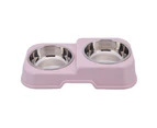 Dog Bowls Water and Food Double Bowls Stainless Steel Bowls,Pet Feeder Bowls for Medium Dogs Cats-pink