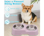 Dog Bowls Water and Food Double Bowls Stainless Steel Bowls,Pet Feeder Bowls for Medium Dogs Cats-pink