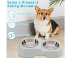 Dog Bowls Water and Food Double Bowls Stainless Steel Bowls,Pet Feeder Bowls for Medium Dogs Cats-green