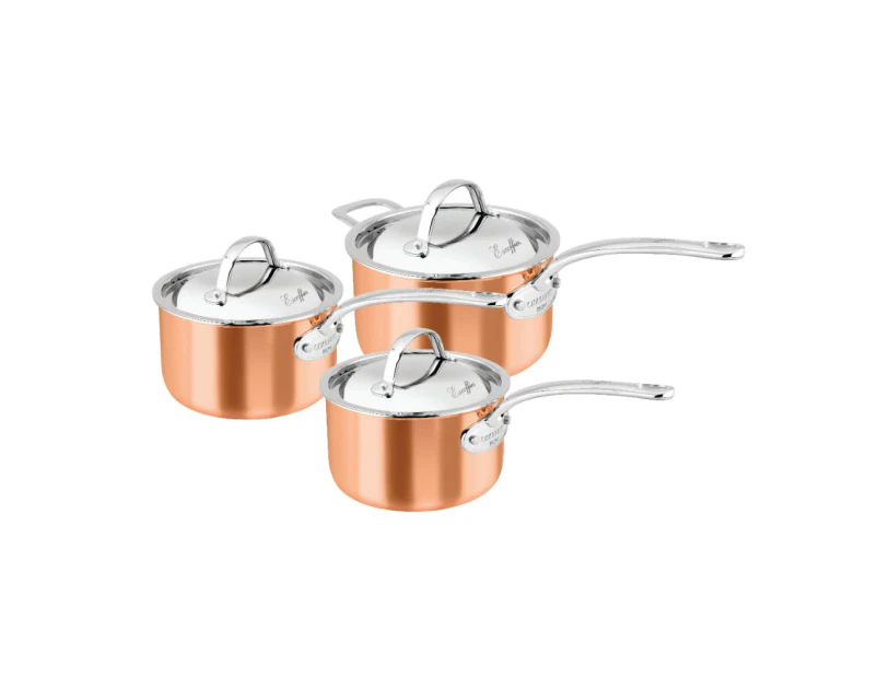 Chasseur Escoffier Induction Saucepan Set of 3 Copper