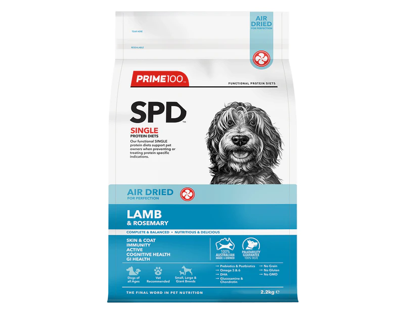 Prime100 SPD Air Dried Lamb and Rosemary Dry Dog Food 2.2kg