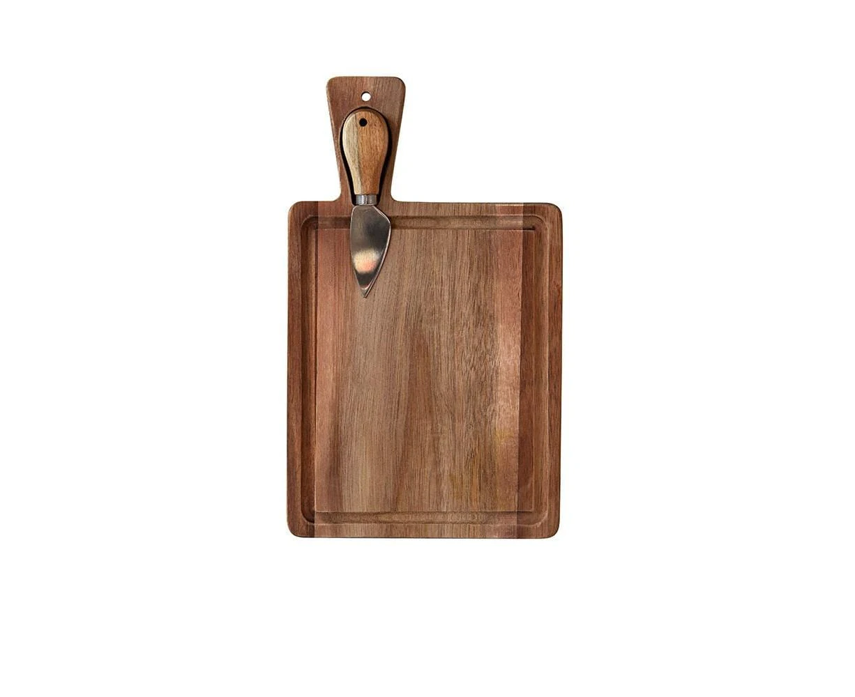 Alex Liddy Acacia Mini Rectangular Serving Board with Knife 18X22cm